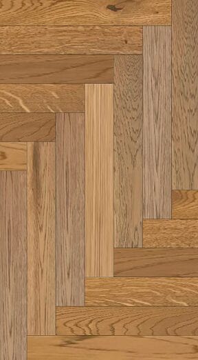 Contemporary oak parquet flooring pattern with mixed tones and varied board directions