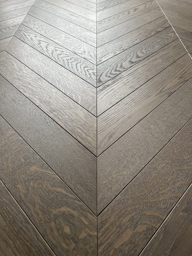 chevron oak flooring in a Cambridge interior