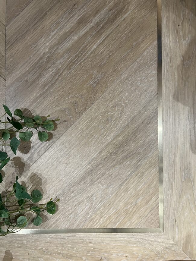 Close-up of oak flooring border detail in Cambridge