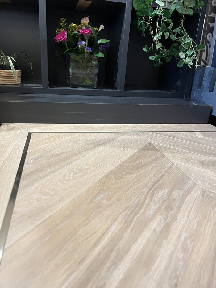 Oak chevron flooring with border detail in Cambridge