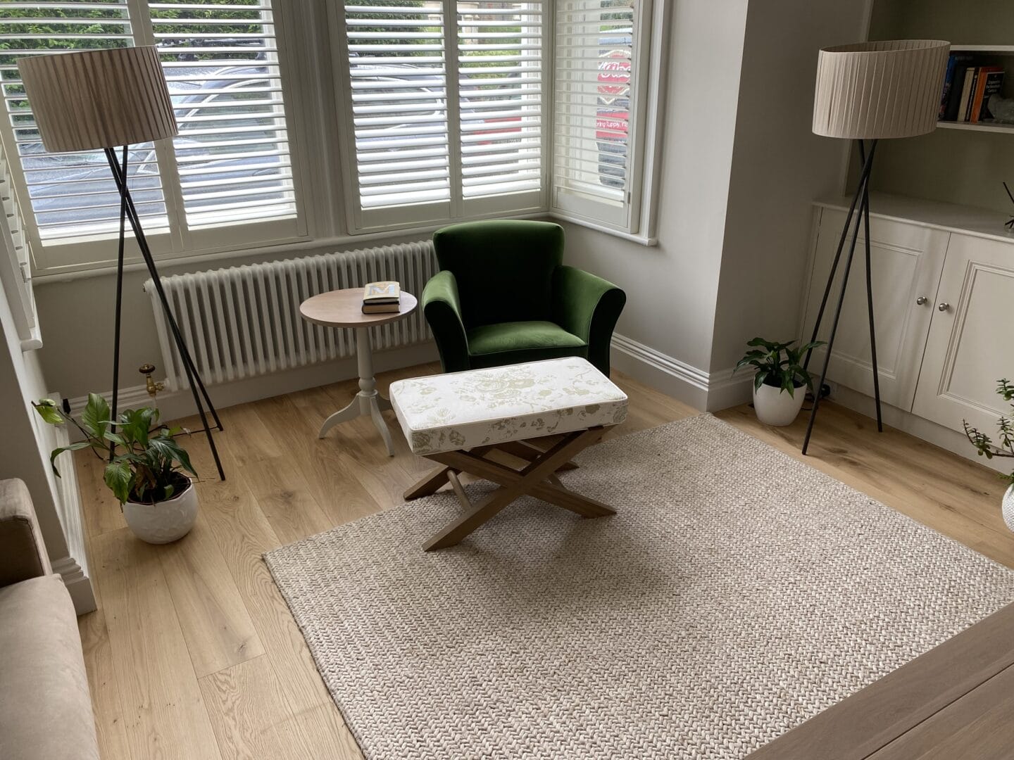 Maple engineered wood flooring installed in a Cambridge living room